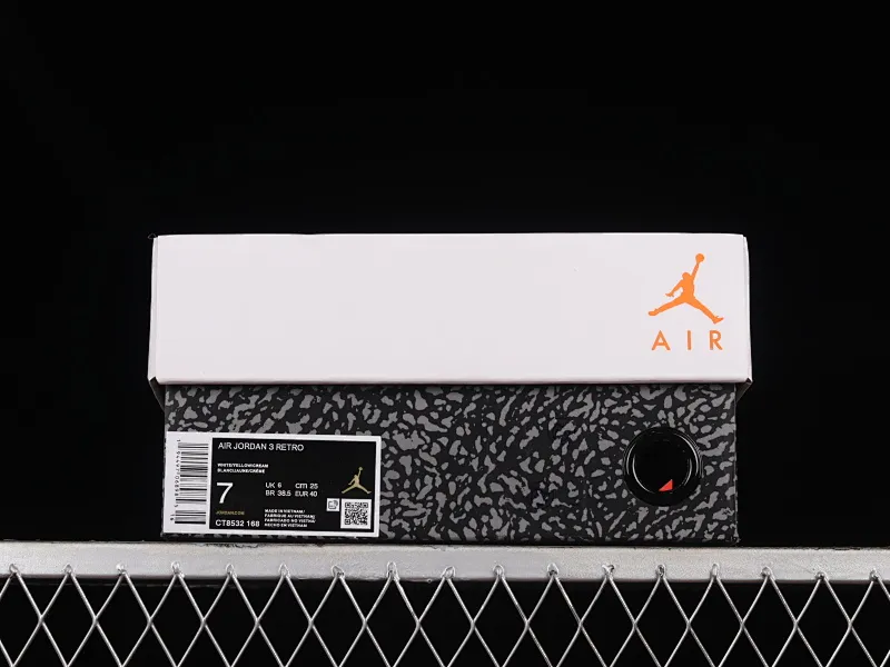 All categories Air Jordan Jordan series basketball shoes Air Jordan 3 Air Jordan 3 Retro AJ3 Joe 3 white and yellow lychee pattern basketball shoes CT8532-168